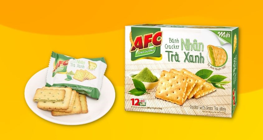 Bánh AFC vị trà xanh (matcha) thích hợp cho người ăn chay không kiêng trứng, sữa