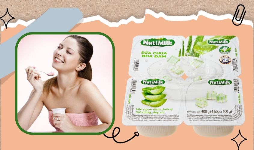 Lốc 4 hộp sữa chua trái cây Nutimilk vị nha đam 100g