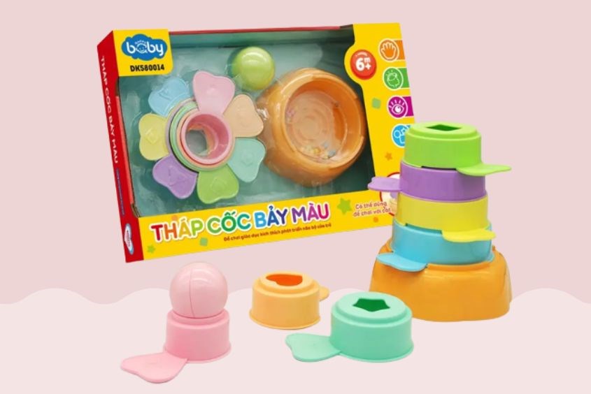 Đồ chơi tháp cốc bảy màu Duka là đồ chơi cho trẻ 6 tháng tuổi yêu thích nhất