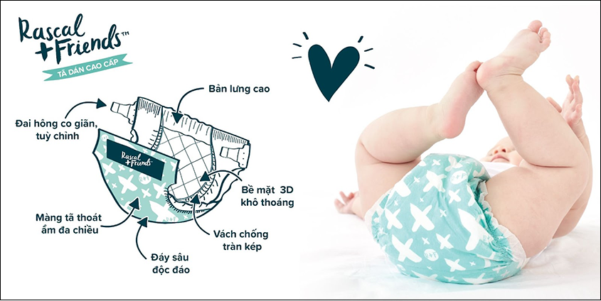 Bỉm Rascal Friend có độ thoáng khí cao