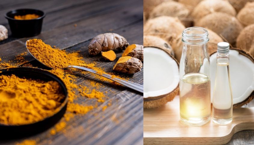 Bôi nghệ tươi với dầu dừa sẽ làm mềm và mờ sẹp do rạn da gây ra