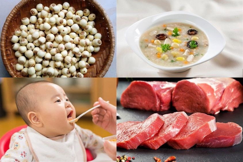 Cháo hạt sen cho bé với thịt bò