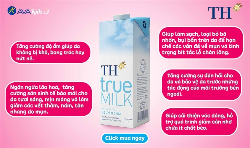 Sữa tươi TH true MILK không đường 1 lít (từ 1 tuổi)