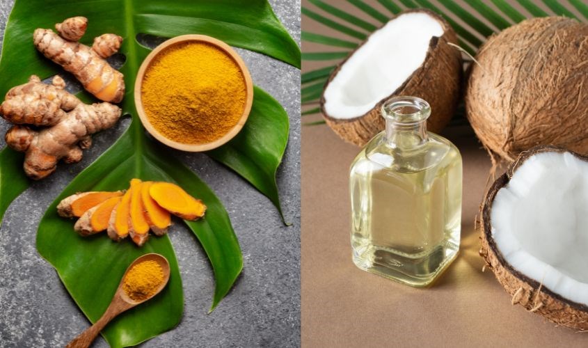 Kết hợp tinh bột nghệ với dầu dừa để hỗ trợ làm mờ tàn nhang