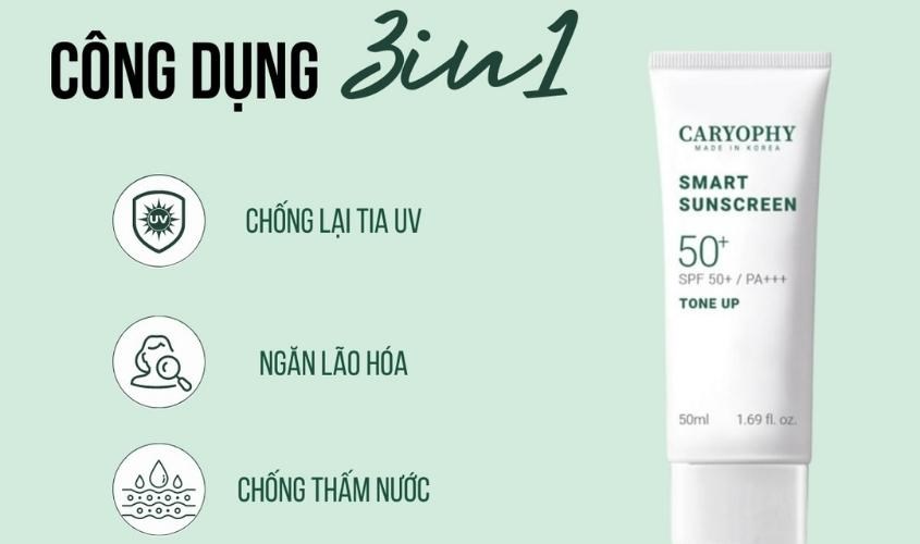 Sản phẩm kem chống nắng Caryophy với 3 công dụng trong 1 sản phẩm