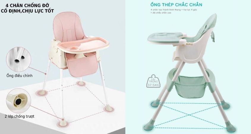 Ghế ăn dặm Hanbei chịu được trọng lượng tối đa lên tới 45kg