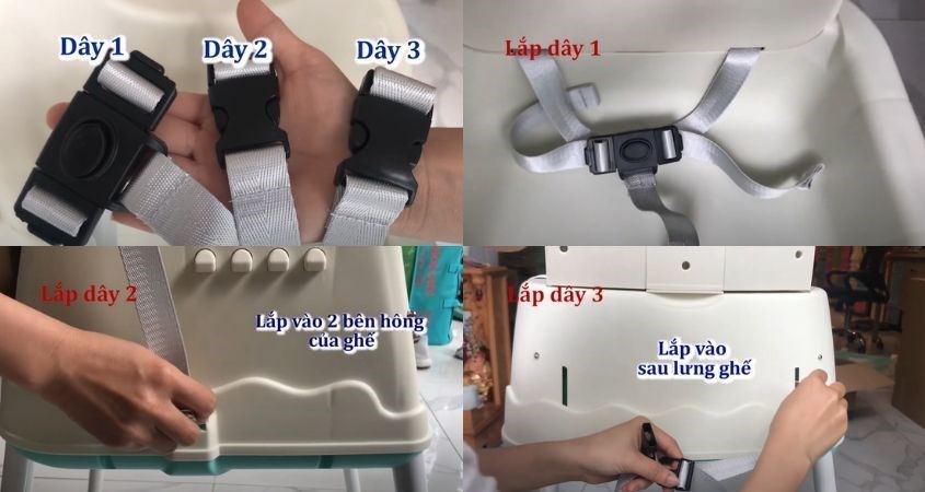 Cách lắp dây ghế ăn Hanbei an toàn