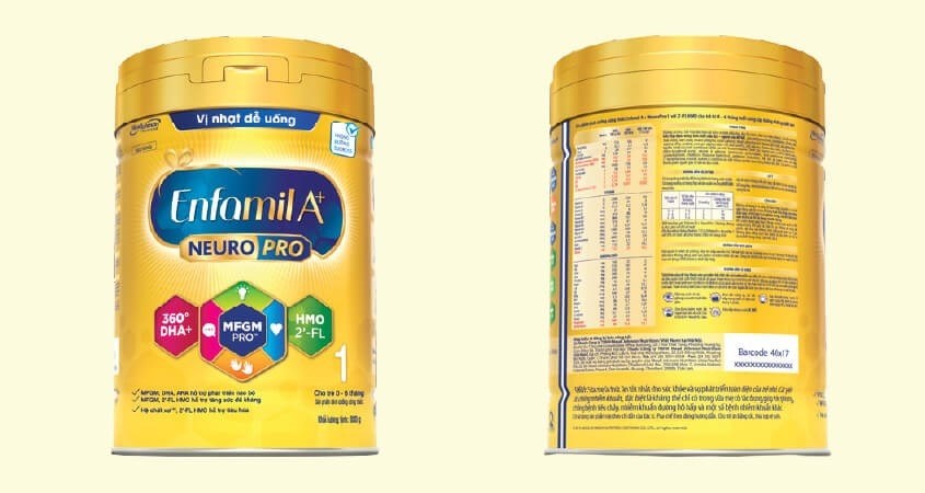 Sữa bột Enfamil A+ Neuropro số 1 vị nhạt dễ uống 830g (0 - 6 tháng)