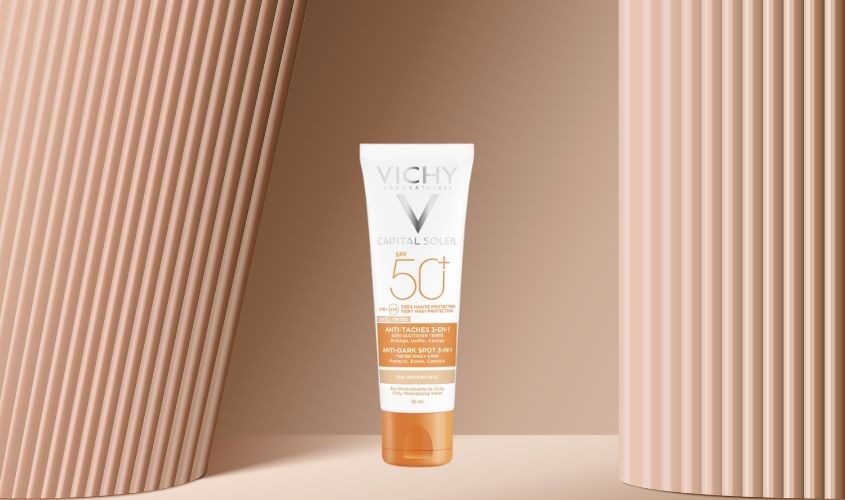 Kem chống nắng 3 trong 1 có màu cho da nhạy cảm Vichy Capital Soleil SPF 50+ PA++++ 50 ml