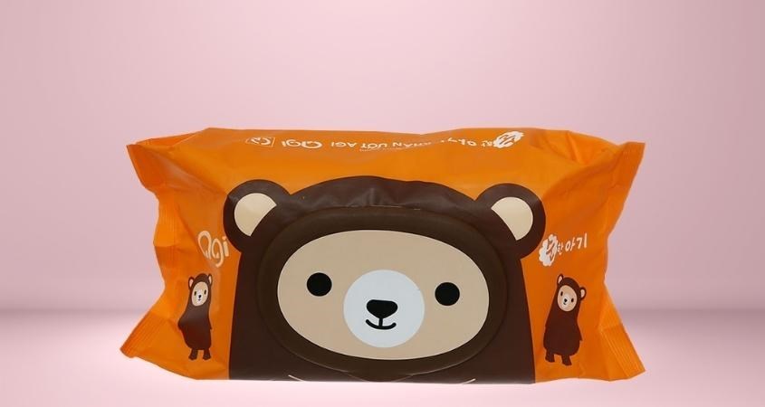 Khăn ướt em bé Agi không mùi gói 100 miếng (Con gấu)