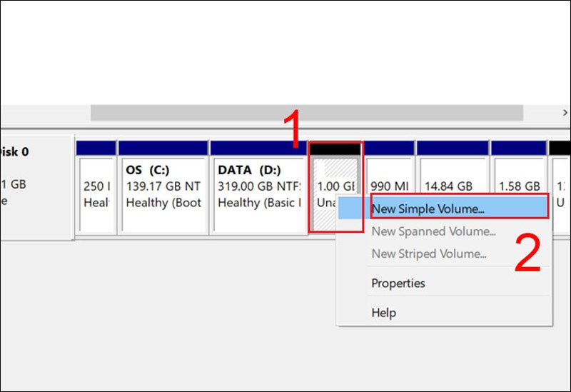 Phân vùng ổ cứng nếu không thấy ổ cứng hiện tại mục quản lý