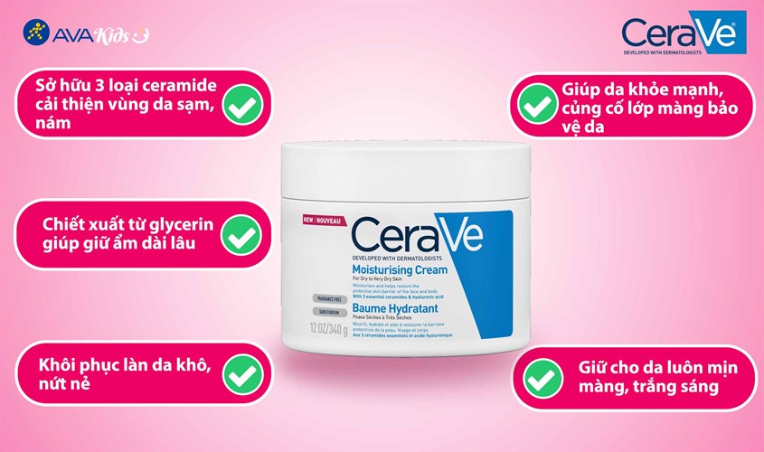 Sữa dưỡng thể Cerave Moisturizing Cream mang đến tác dụng tuyệt vời