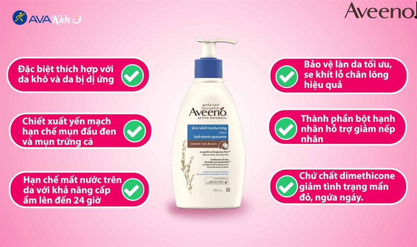 Sữa dưỡng thể Aveeno Skin Relief Free Lotion phù hợp với da khô, da mẹ bầu