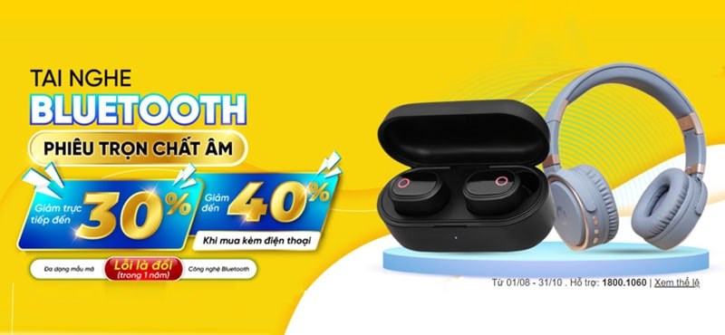 Chương trình khuyến mãi Tai nghe Bluetooth phiêu trọn chất âm