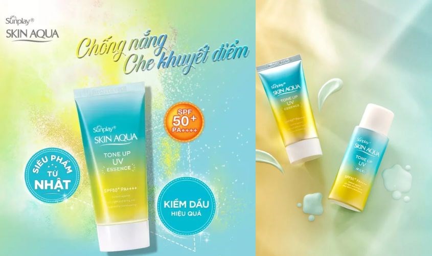 Kem chống nắng Skin Aqua Essence - Mint có khả năng chống nắng hiệu quả và nâng  nhẹ nhàng