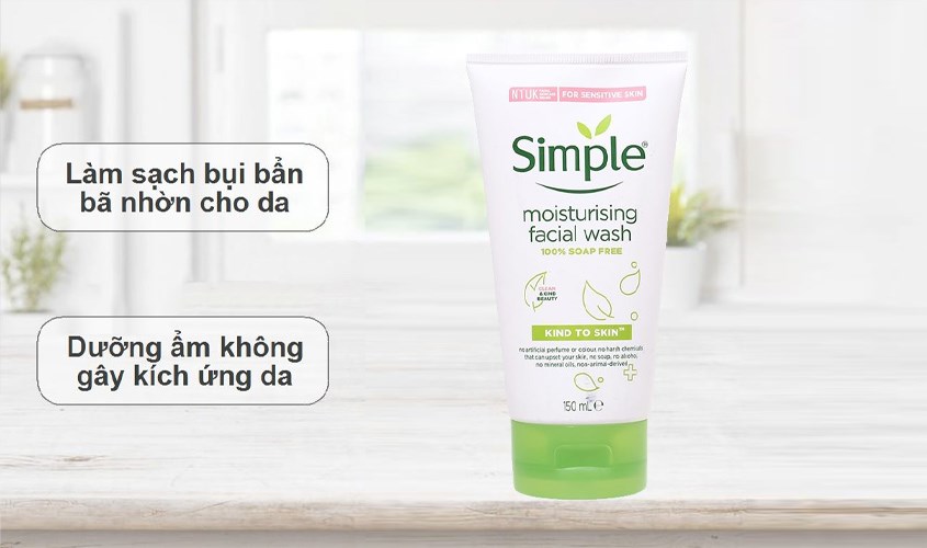 Sữa rửa mặt dưỡng ẩm không chứa xà phòng Simple Moisturizing Facial Wash 100% Soap Free 150ml