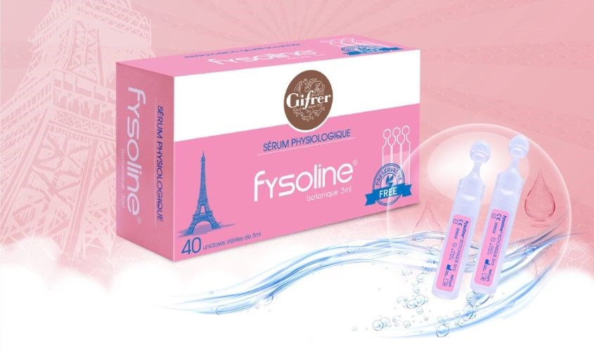 Nước muối sinh lý vệ sinh mắt mũi Fysoline 5 ml (Hộp 40 ống)