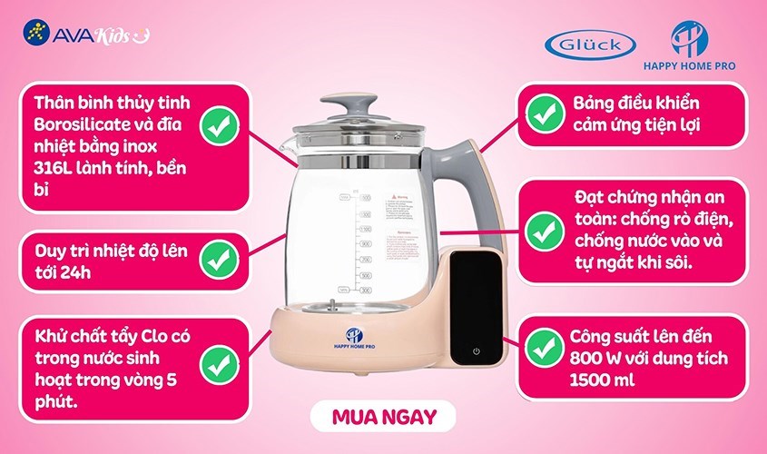 Máy đun nước pha sữa Gluck Baby HAP20 Máy đun nước pha sữa Gluck Baby HAP20