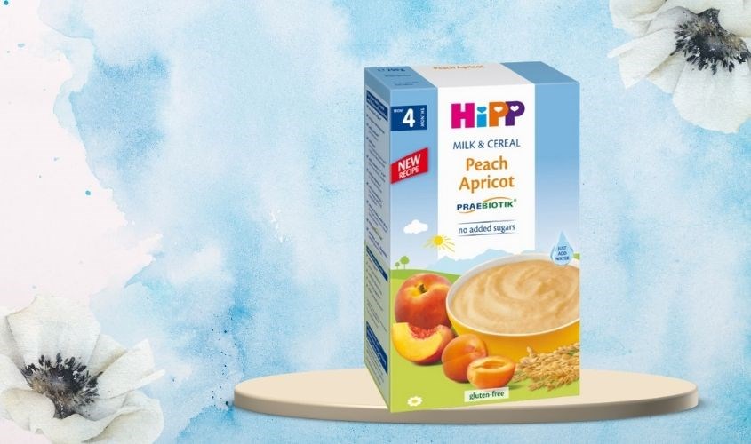 Bột ăn dặm HiPP sữa, ngũ cốc, đào và mơ tây hộp 250g (từ 4 tháng)