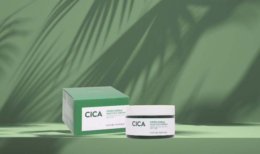 Kem dưỡng ẩm chiết xuất Rau Má và Keo Ong Nature Republic Green Derma Mild CICA 190 ml