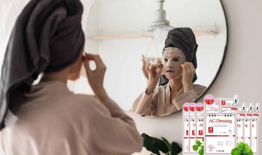 Mặt nạ giấy 3 bước tinh chất Rau Má làm dịu, phục hồi da Rainbow L'affair dành cho da nhạy cảm 28 ml