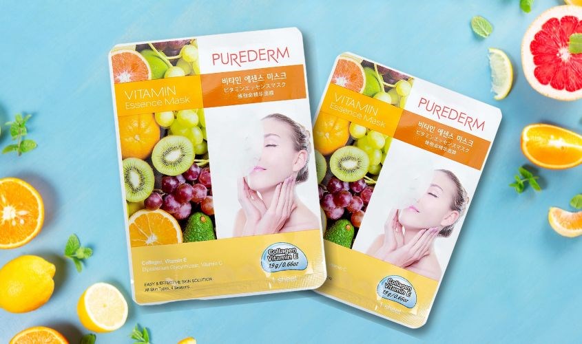 Mặt nạ giấy Vitamin C dưỡng sáng, mờ thâm Purederm 19g