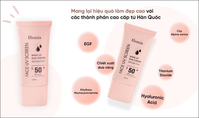 Hemia là thương hiệu kem chống nắng Việt Nam được sản xuất tại Hàn Quốc