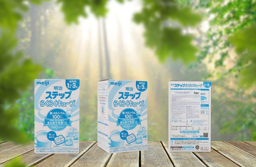 Sữa bột nội địa Nhật Meiji Step Raku Raku Cube vị nhạt thanh 672g (12 - 36 tháng)