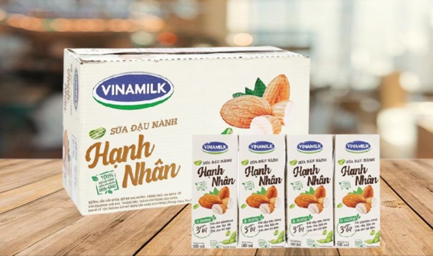Thùng 48 hộp sữa đậu nành hạnh nhân Vinamilk 180 ml chứa LA tốt cho sức khỏe