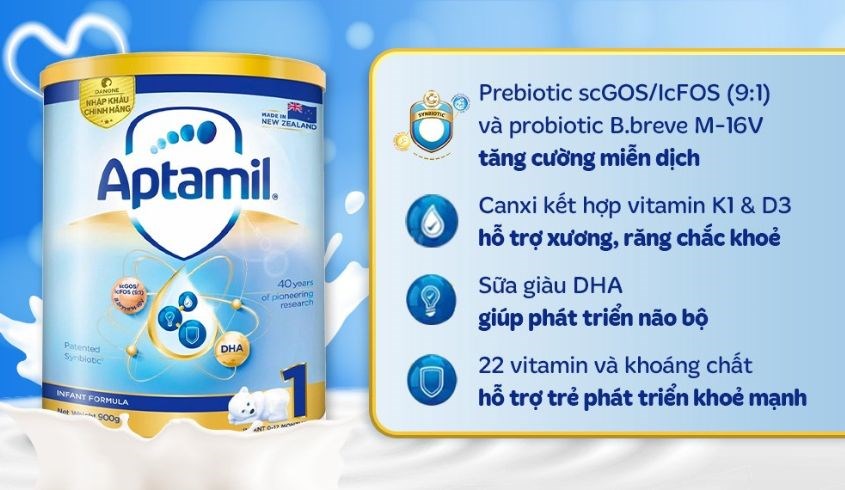 Sữa bột Aptamil Infant Formula số 1 900g (0 - 12 tháng)