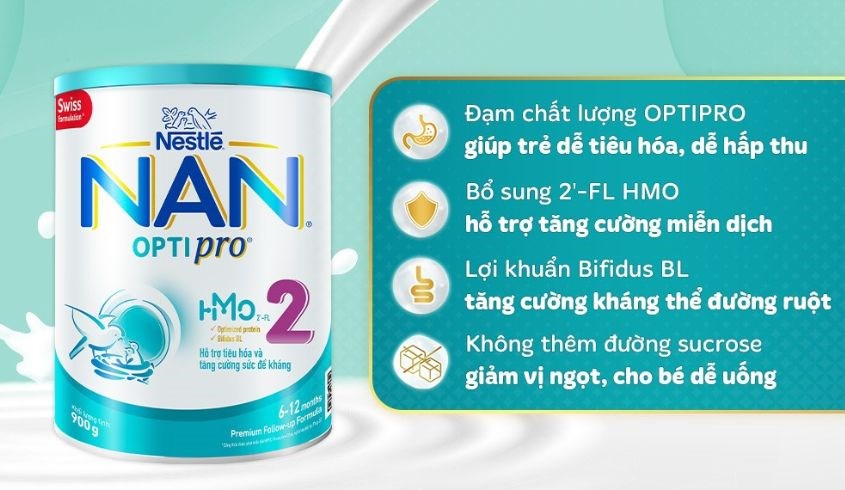 Sữa bột NAN Optipro số 2 900g (6 - 12 tháng)