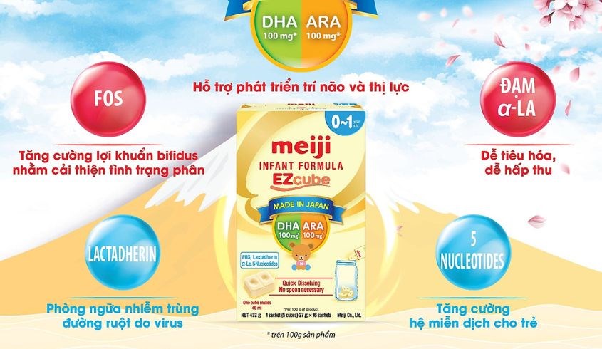 Sữa bột Meiji Infant Formula Ezcube 432g (0 - 12 tháng)