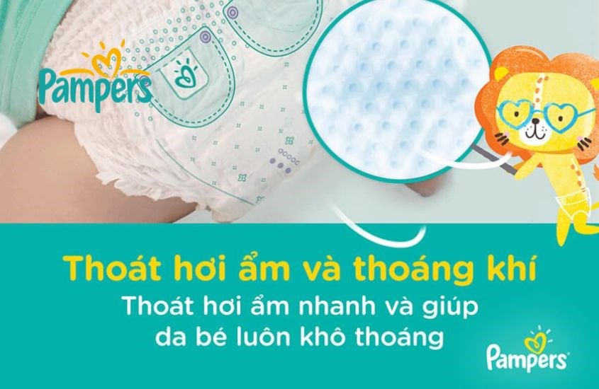 Bỉm Pampers mềm mại thoáng khí