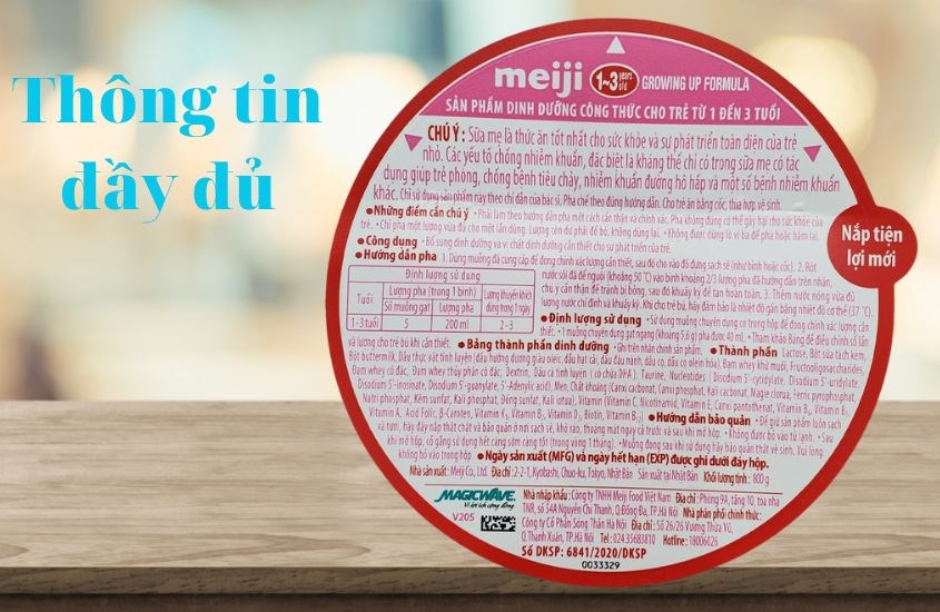 Sữa Meiji nhập khẩu có thông tin tiếng Việt đầy đủ