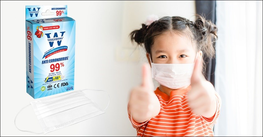 Khẩu Trang Trẻ Em 4 Lớp Wakamono Diệt Virus Corona 99%
