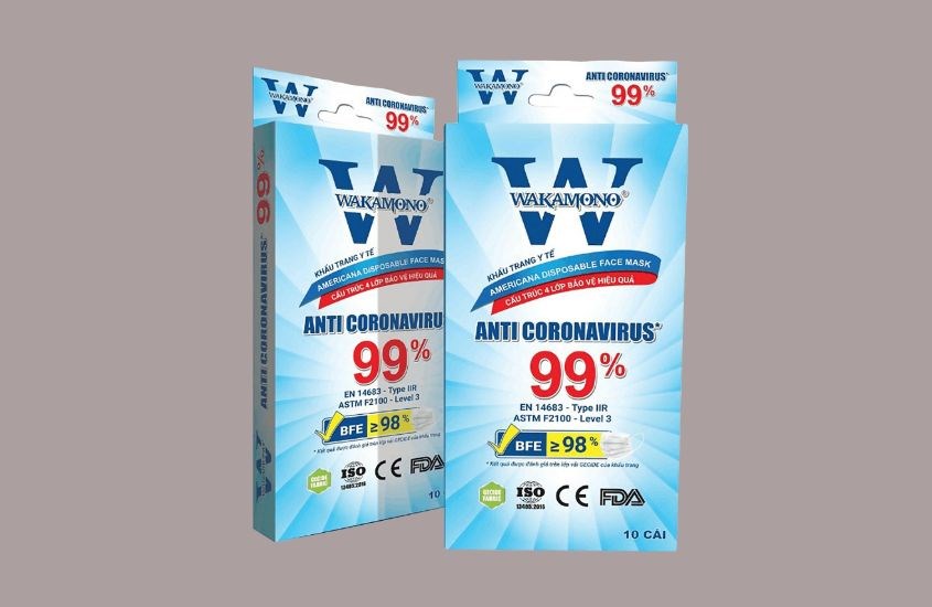 Khẩu Trang Y Tế 4 Lớp Wakamono có khả năng tiêu diệt virus Corona lên đến 99% dành cho người trưởng thành
