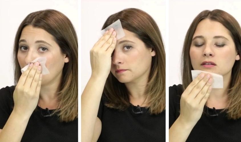 Dùng giấy thấm dầu cho những vùng da tiết dầu giúp lớp trang điểm lâu trôi hơn