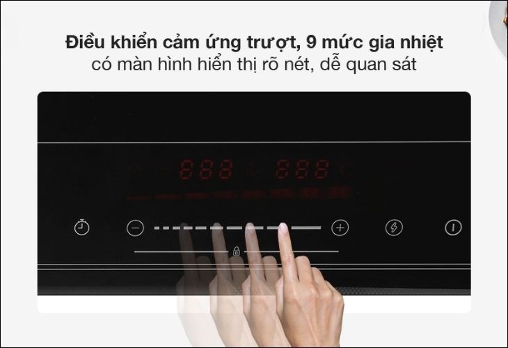 Bếp từ hồng ngoại Teka được trang bị bảng điều khiển cảm ứng trượt nhạy bén, thao tác nhanh với 1 chạm