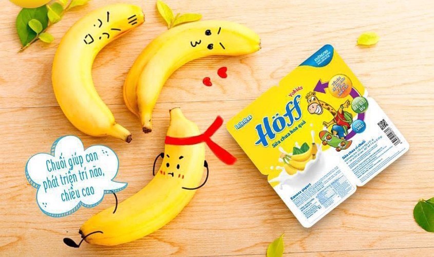Lốc 4 hộp sữa chua trái cây Hoff vị chuối 55g (từ 6 tháng) Lốc 4 hộp sữa chua trái cây Hoff vị chuối 55g (từ 6 tháng)