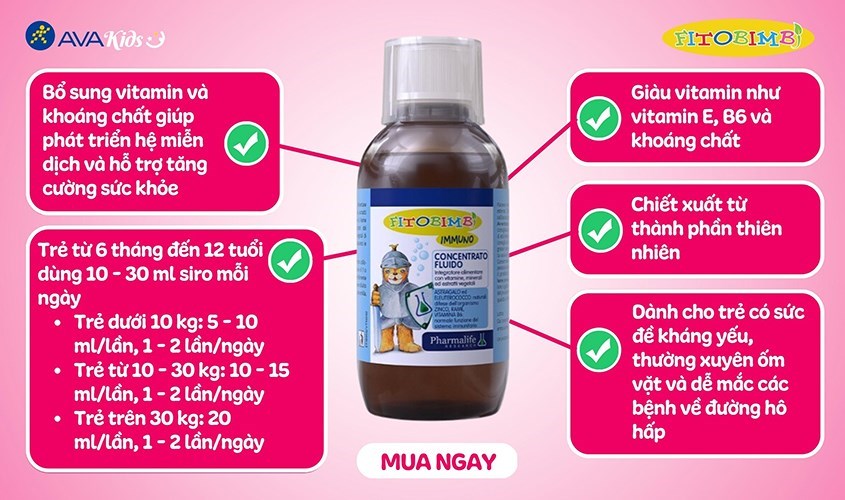Siro Fitobimbi Immuno bổ sung vitamin 200 ml (6 tháng - 12 tuổi) Siro Fitobimbi Immuno bổ sung vitamin 200 ml (6 tháng - 12 tuổi)