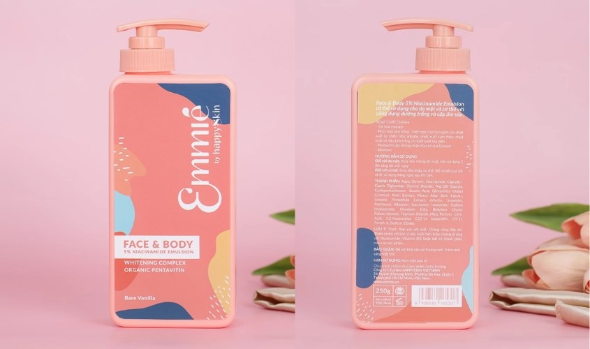 Kem dưỡng trắng toàn thân 5% Niacinamide Emmié Face & Body Emulsion 250g