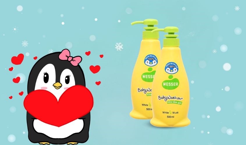 Combo 2 sữa tắm & gội 2in1 cho bé Wesser hương cỏ xạ hương 500 ml