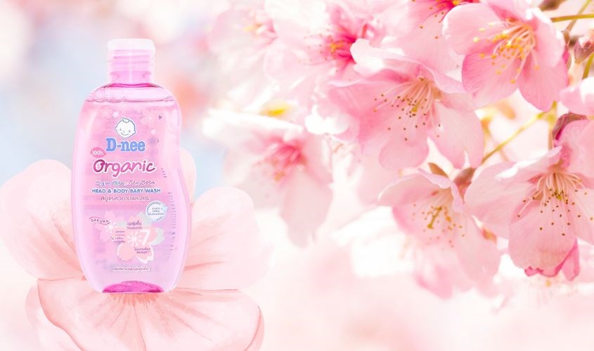 Dầu tắm & gội 2in1 cho bé D-nee Organic chiết xuất hoa anh đào 200 ml