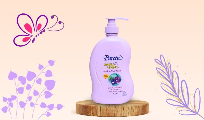Sữa tắm & gội 2in1 cho bé Pureen tinh chất sữa chua hương nho đen và mận 750 ml