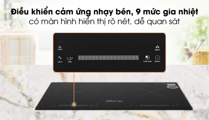 Bảng điều khiển cảm ứng của bếp từ hồng ngoại lắp âm Sunhouse Mama MMB9200MIX dễ dàng điều khiển, với 9 mức gia nhiệt khác nhau Bảng điều khiển cảm ứng của bếp từ hồng ngoại lắp âm Sunhouse Mama MMB9200MIX dễ dàng điều khiển, với 9 mức gia nhiệt khác nhau