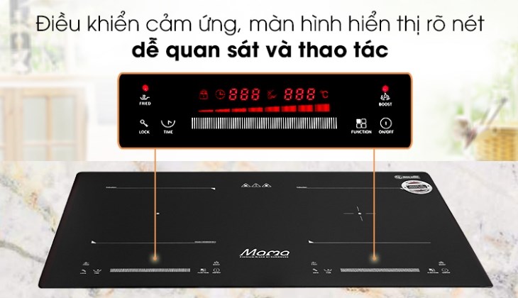 Mỗi vùng nấu của bếp từ đôi lắp âm Sunhouse Mama MMB9201DIH được trang bị bảng điều khiển cảm ứng để linh hoạt trong lúc nấu các món ăn Mỗi vùng nấu của bếp từ đôi lắp âm Sunhouse Mama MMB9201DIH được trang bị bảng điều khiển cảm ứng để linh hoạt trong lúc nấu các món ăn