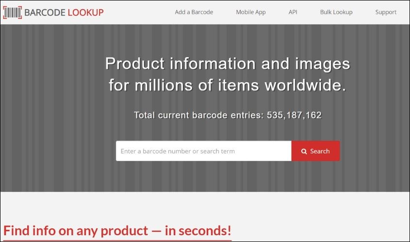 Website Barcode Database