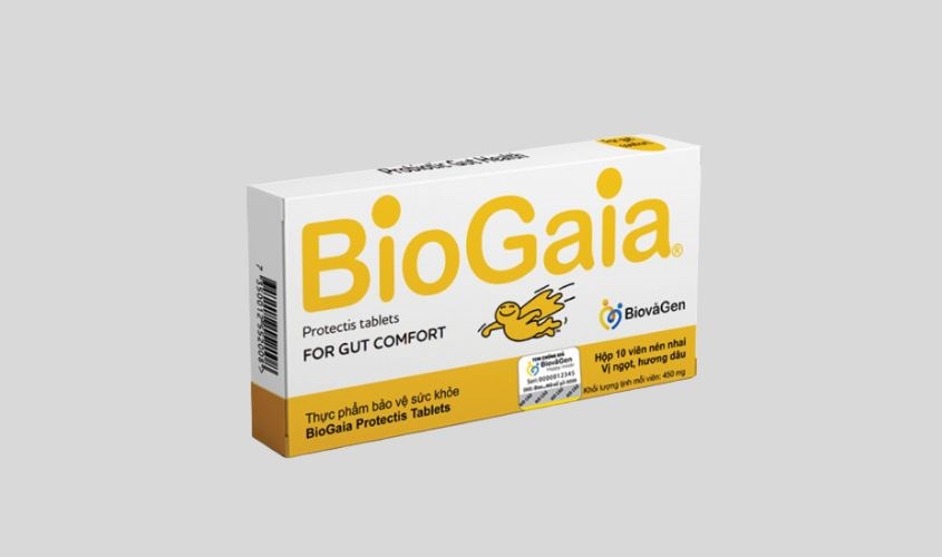 Men vi sinh BioGaia Protectis có in logo BiovaGen trên vỏ hộp