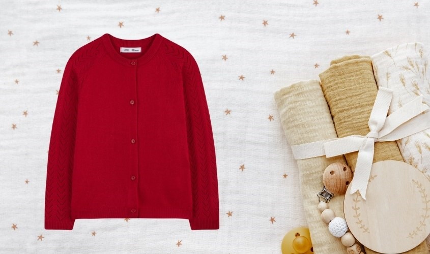 Cardigan bé gái Canifa 1TC21W001-SR027 màu đỏ