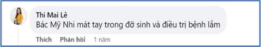 Đánh giá của bệnh nhân về phòng khám bác sĩ Nguyễn Bá Mỹ Nhi. Ảnh: Facebook Đánh giá của bệnh nhân về phòng khám bác sĩ Nguyễn Bá Mỹ Nhi